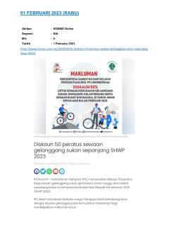 Diskaun 50 peratus sewaan gelanggang sukan sepanjang SHWP 2023