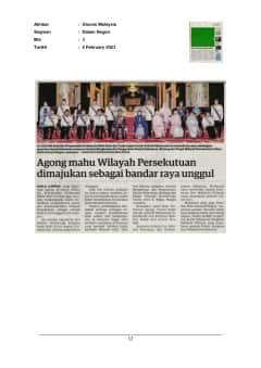 Agong titah bangunkan Wilayah Persekutuan sebagai bandar  raya unggul