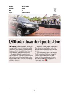 1,500 sukarelawan berlepas ke Johor