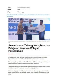Anwar lancar Tabung Kebajukan dan Pelajaran Yayasan Wilayah Persekutuan