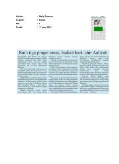 Raih tiga pingat emas, hadiah hari lahir Aaliyah