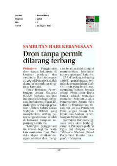 Dron tanpa permit dilarang terbang