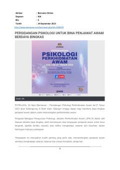 Persidangan Psikologi untuk bina Penjawat Awam Berdaya Bingkas