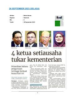 4 Ketua Setiausaha tukar Kementerian