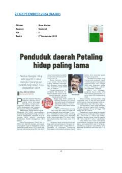 Penduduk daerah Petaling hidup paling lama