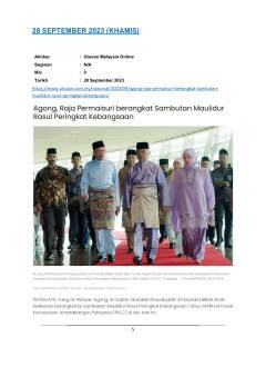 Agong, Raja Permaisuri berangkat Sambut Maulidur rasul Peringkat Kebangsaan