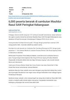 6,000 peserta berarak di sambutan Maulidur Rasul SAW Peringkat Kebangsaan