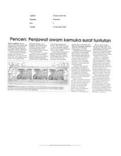Pencen : Penjawat Awam kemuka surat tuntutan