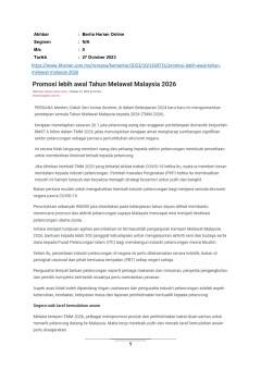 Promisi lebih awal Tahun Melawat Malaysia 2026