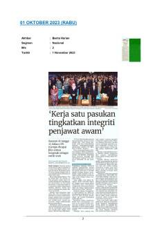'Kerja satu pasukan tingkatkan integriti penjawat awam'