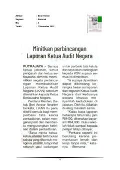 Minitkan perbincangan Laporan Ketua Audit Negara