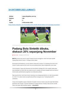 Padang Bola Sintetik dibuka, diskaun 20% sepanjang November