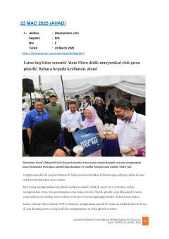 GUNA BEG KITAR SEMULA, ALAM FLORA DIDIK MASYARAKAT ELAK GUNA PLASTIK BAHAYA KEPADA KESIHATAN ALAM