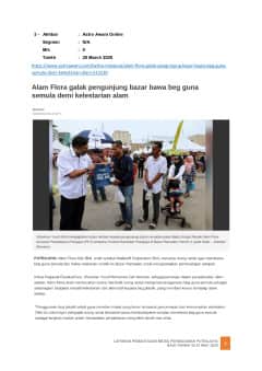 ALAM FLORA GALAK PENGUNJUNG BAZAR BAWA BEG GUNA SEMULA DEMI KELESTARIAN ALAM