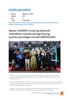 Bazar Aidilfitri Anjung Syawal Rekodkan Sejuta Pengunjung, Jualan Peniaga Cecah RM100,000