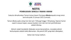 Pembukaan Semula Taman-Taman Di Putrajaya
