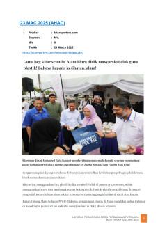GUNA BEG KITAR SEMULA, ALAM FLORA DIDIK MASYARAKAT ELAK GUNA PLASTIK BAHAYA KEPADA KESIHATAN ALAM