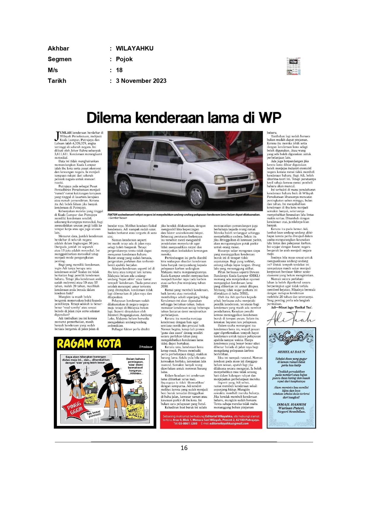 Dilema kenderaan lama di Wilayah Persekutuan