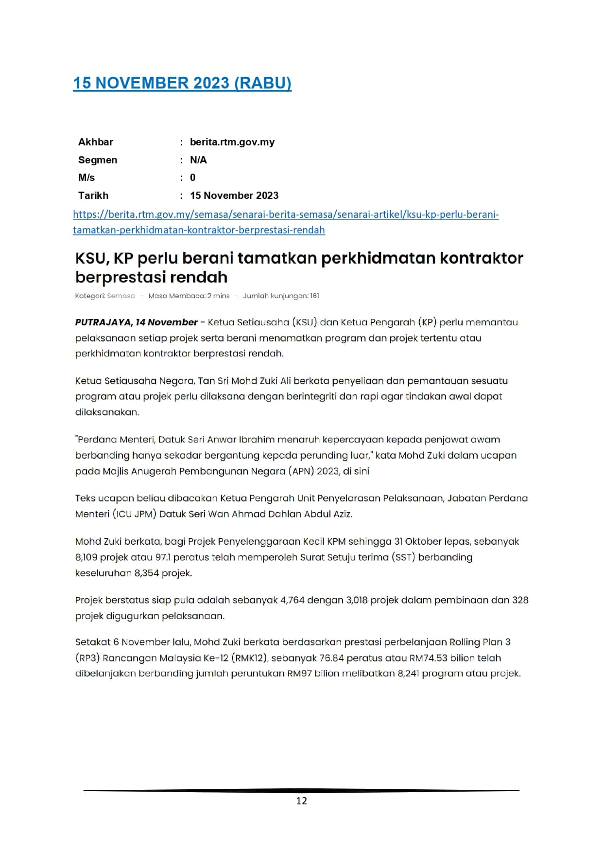 KSU, KP perlu berani tamatkan perkhidmatan kontraktor berprestasi rendah