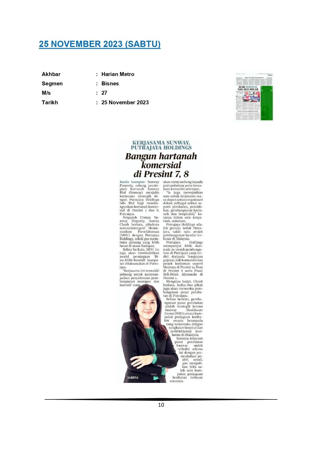 Bangun hartanah komersial di Presint 7,8