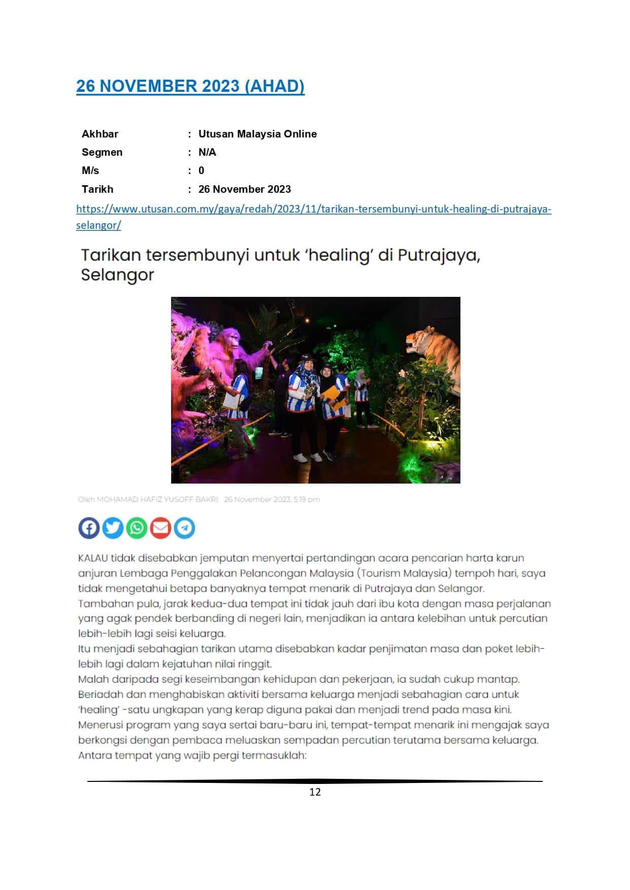 Tarikan tersembunyi untuk 'healing' di Putrajaya, Selangor