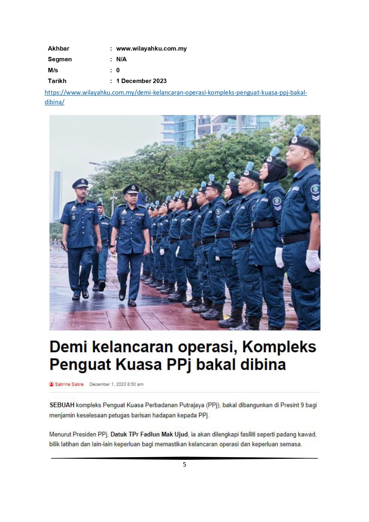 Demi kelancaran operasi, Kompleks Penguat kuasa PPj bakal dibina