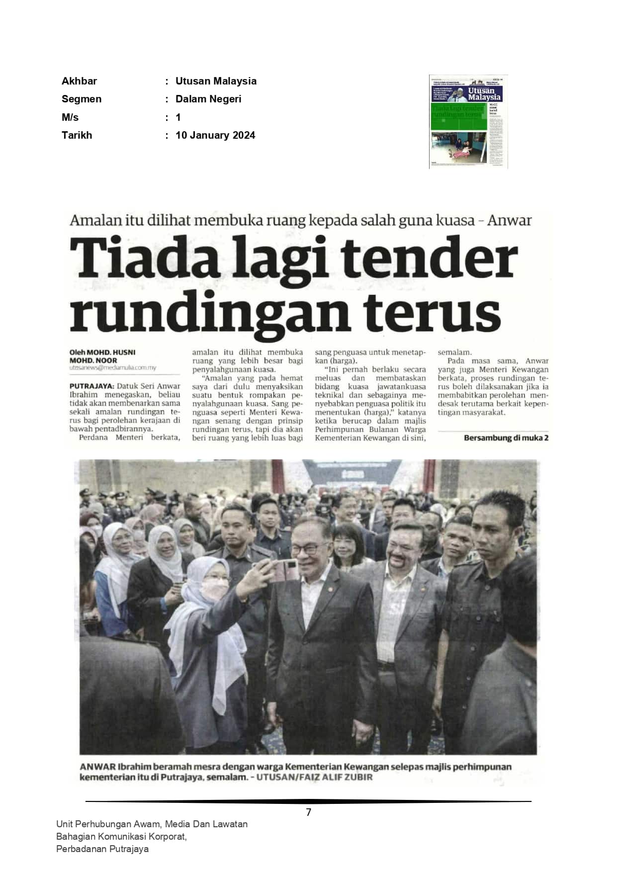 Tiada lagi tender rundingan terus