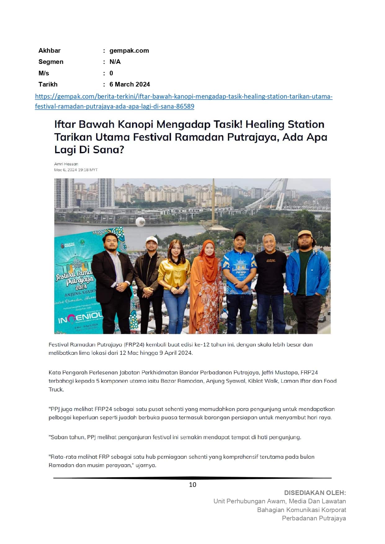 Iftar bawah kanopi menghadap Tasik! Healing station tarikan utama Festival Ramadan Putrajaya, Ada apa lagi di sana?