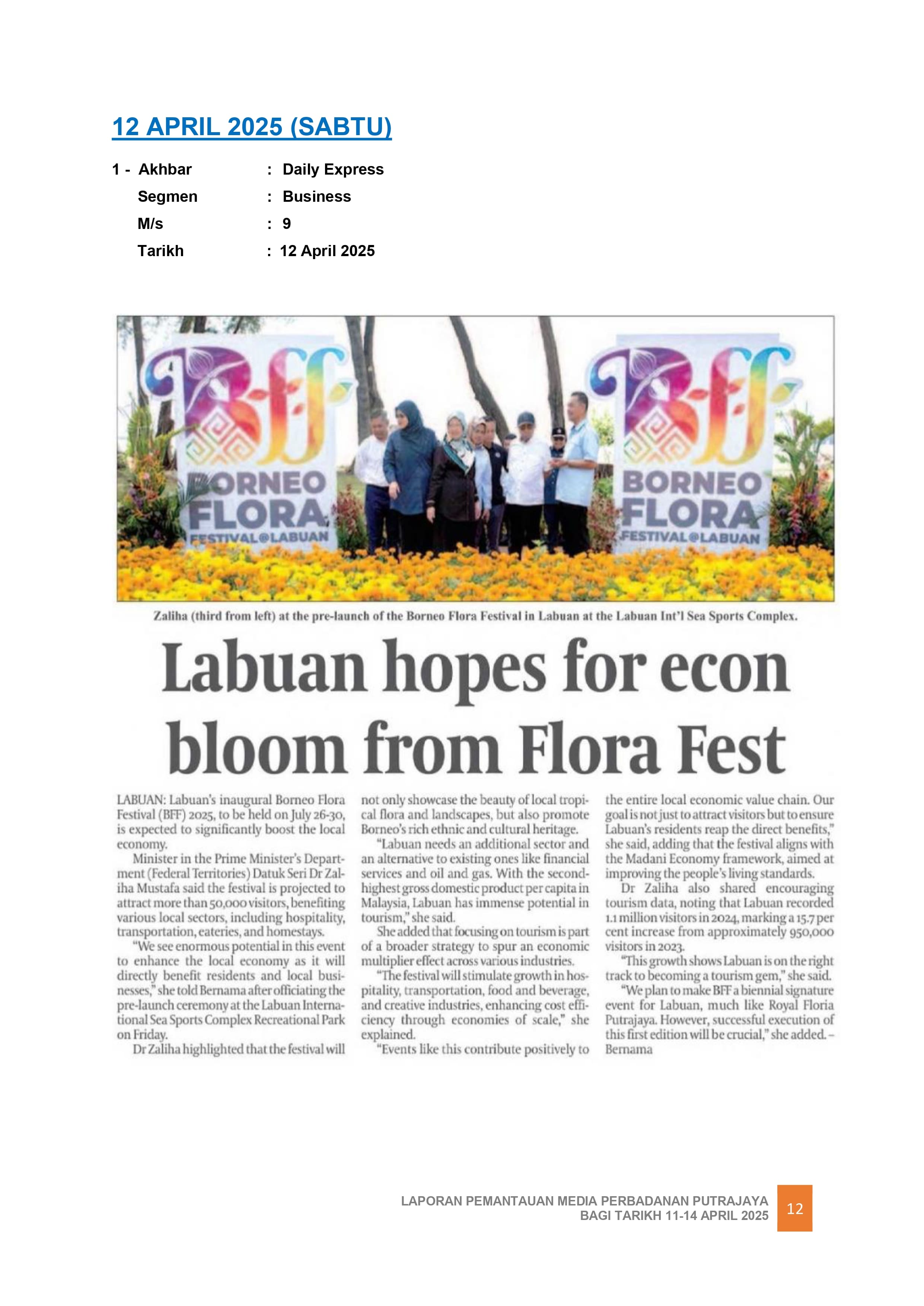 Labuan Hopes For Econ Bloom From Flora Fest
