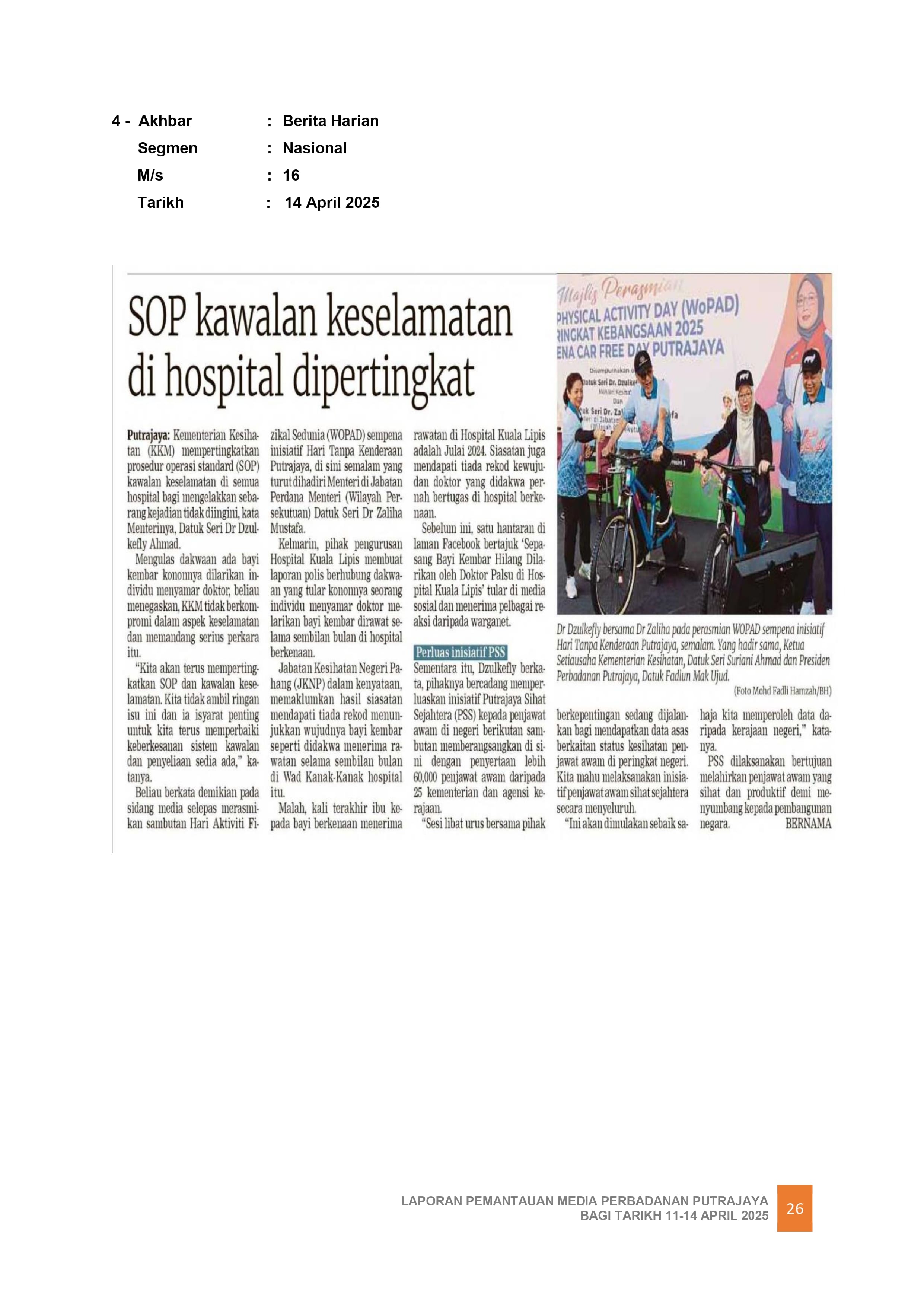SOP Kawalan Keselamatan di Hospital Dipertingkat