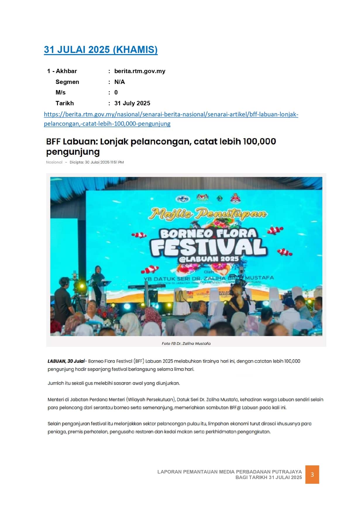 BFF Labuan: Lonjak pelancongan catat lebih 100,00 pengunjung