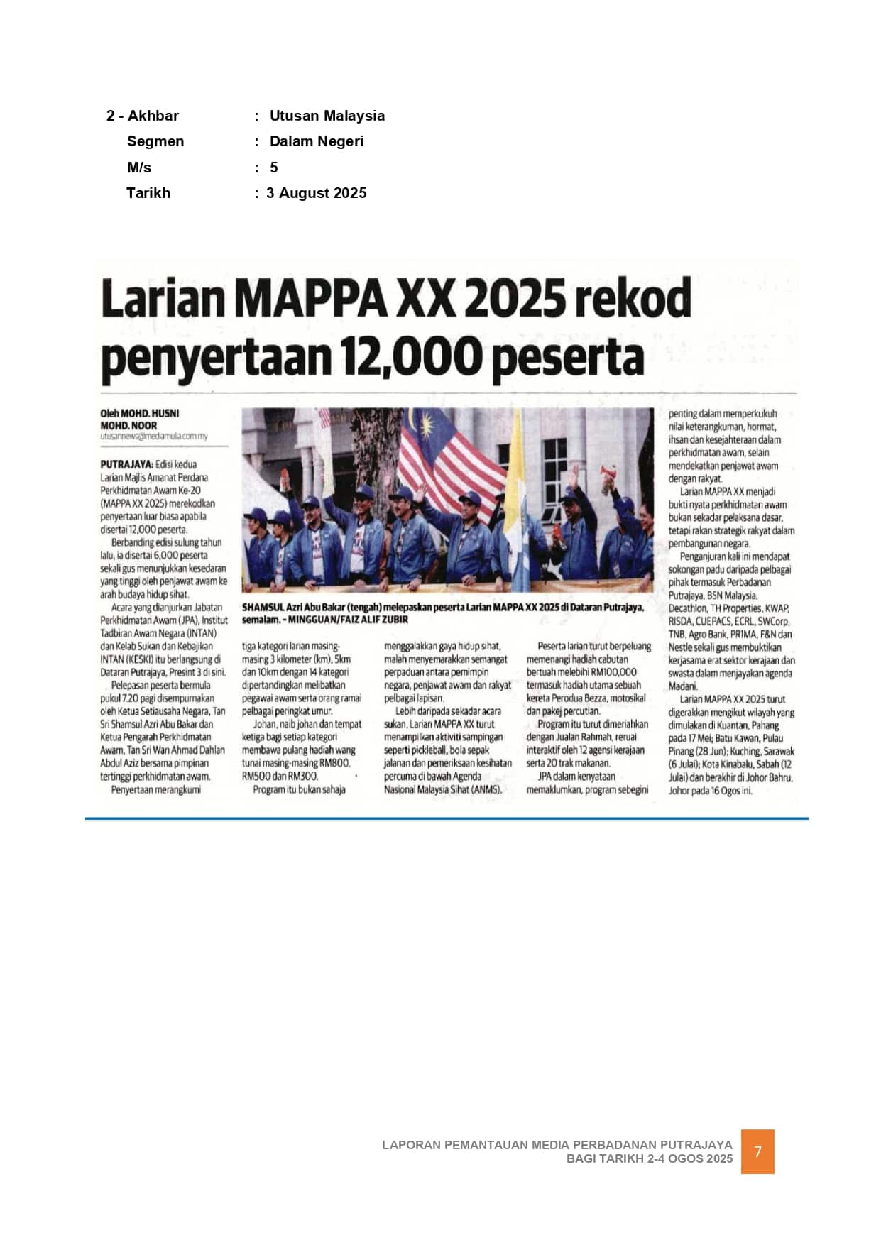 Larian MAPPA XX 2025 rekod penyertaan 12,000 peserta