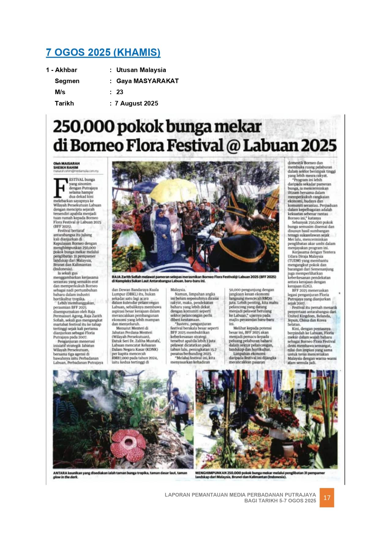 25,000 POKOK BUNGA MEKAR DI BORNEO FLORA FESTIVAL 2025 @ LABUAN