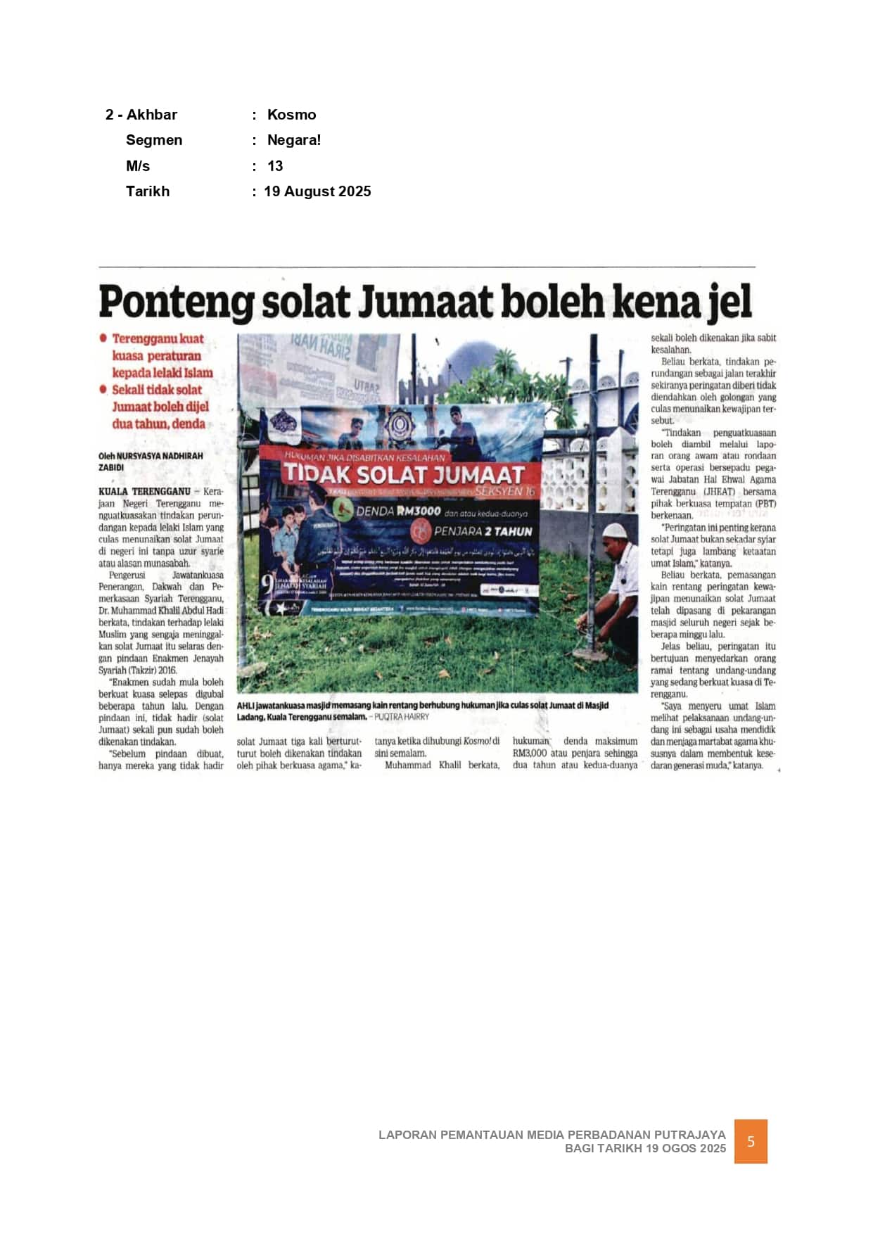 PONTENG SOLAT JUMAAT BOLEH KENA JEL