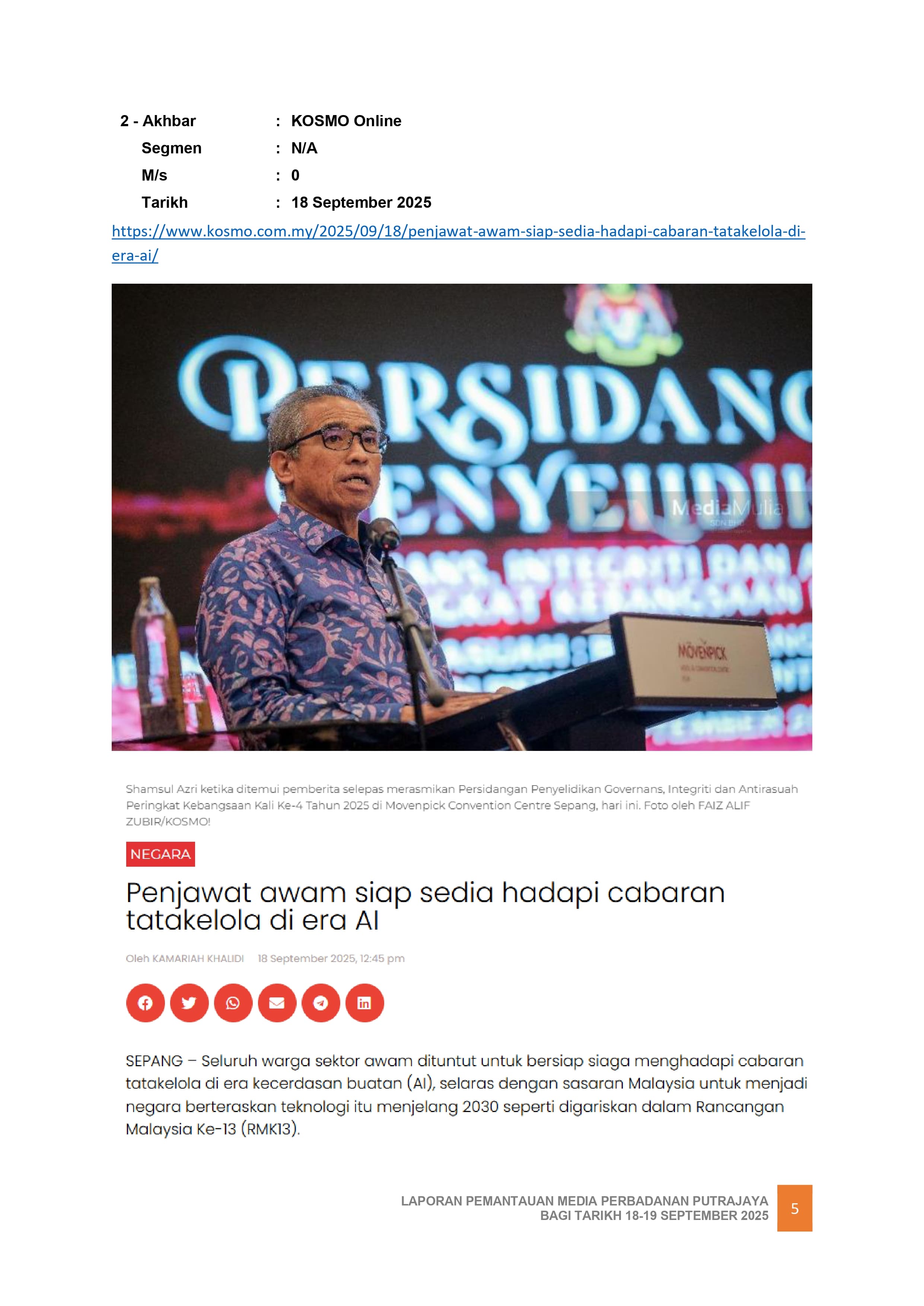 PENJAWAT AWAM SIAP SEDIA HADAPI TATAKELOLA DI ERA AI