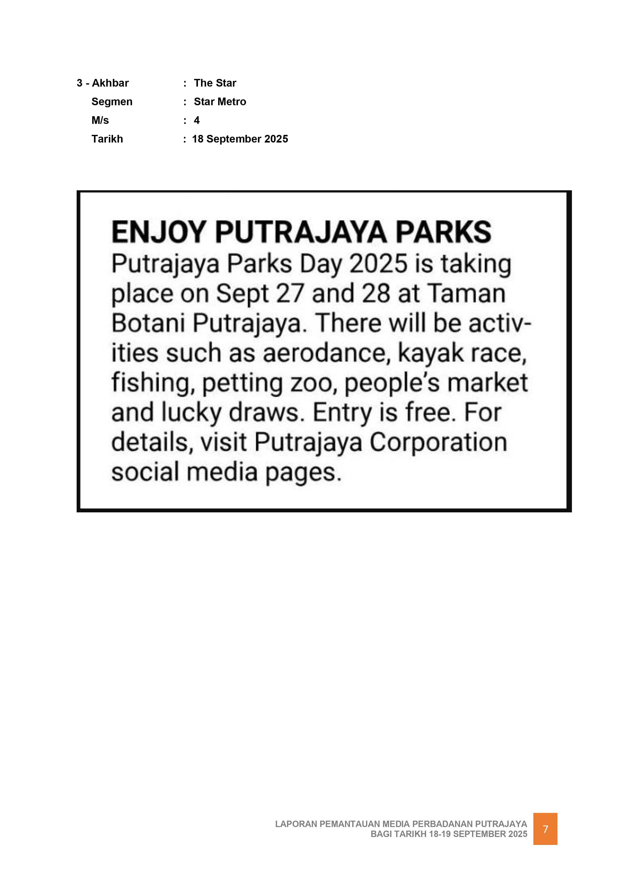 PUTRAJAYA PARK'S DAY