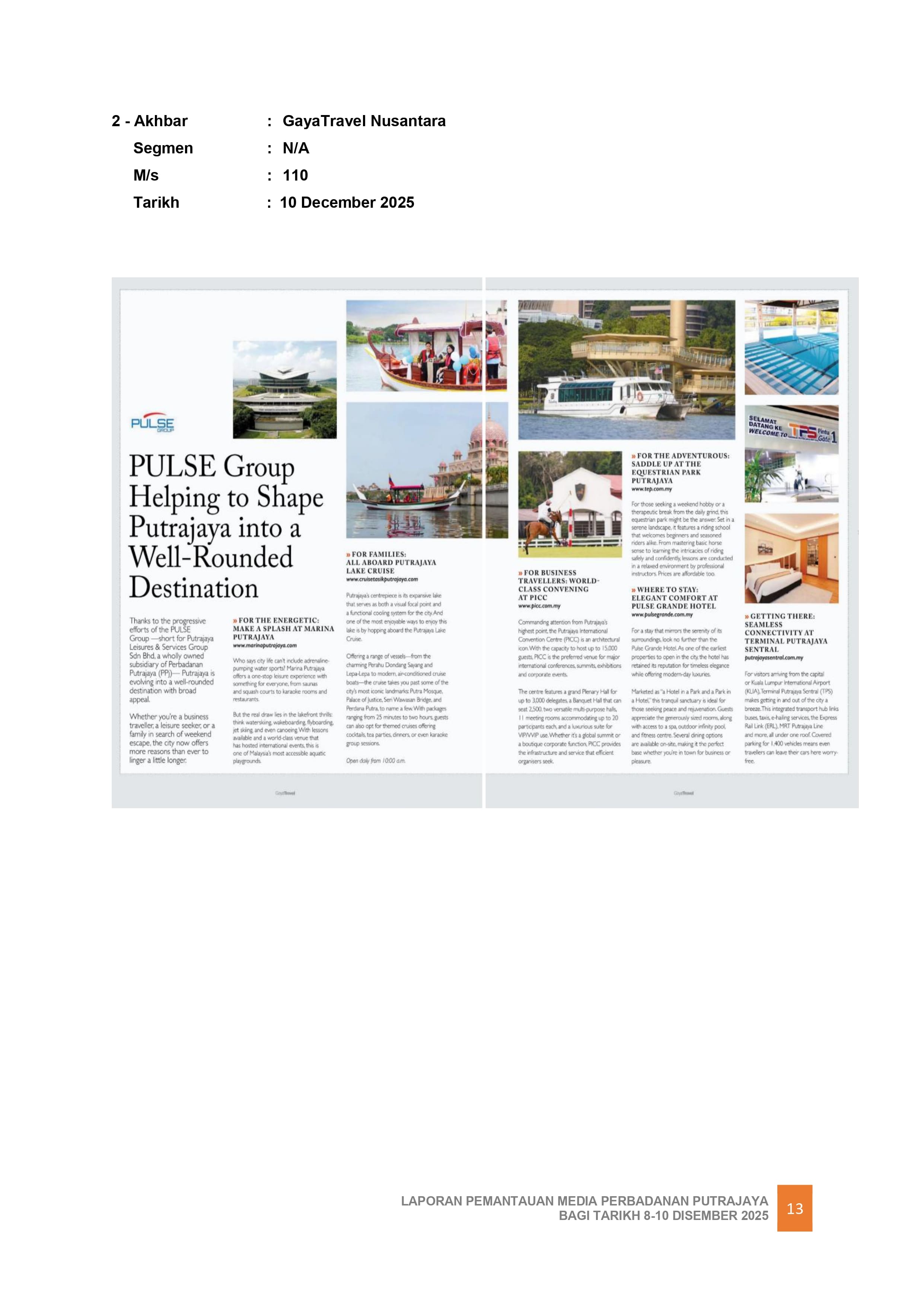 PULSE GROUP HELPING TO SHAPE PUTRAJAYA INTO A WELL-ROUNDED DESTINATION