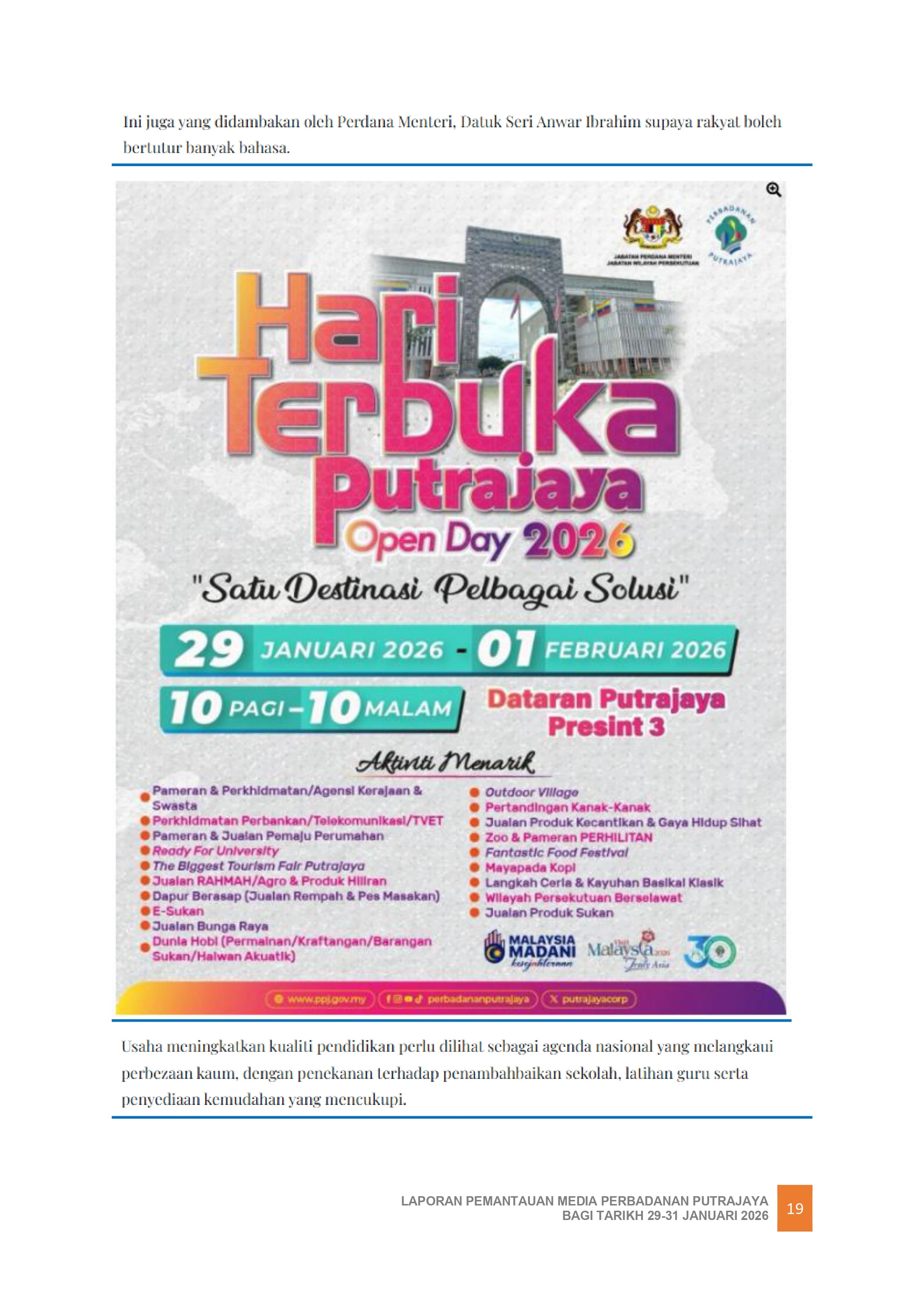 HARI TERBUKA PUTRAJAYA 2026 MEMERIAHKAN PUTRAJAYA