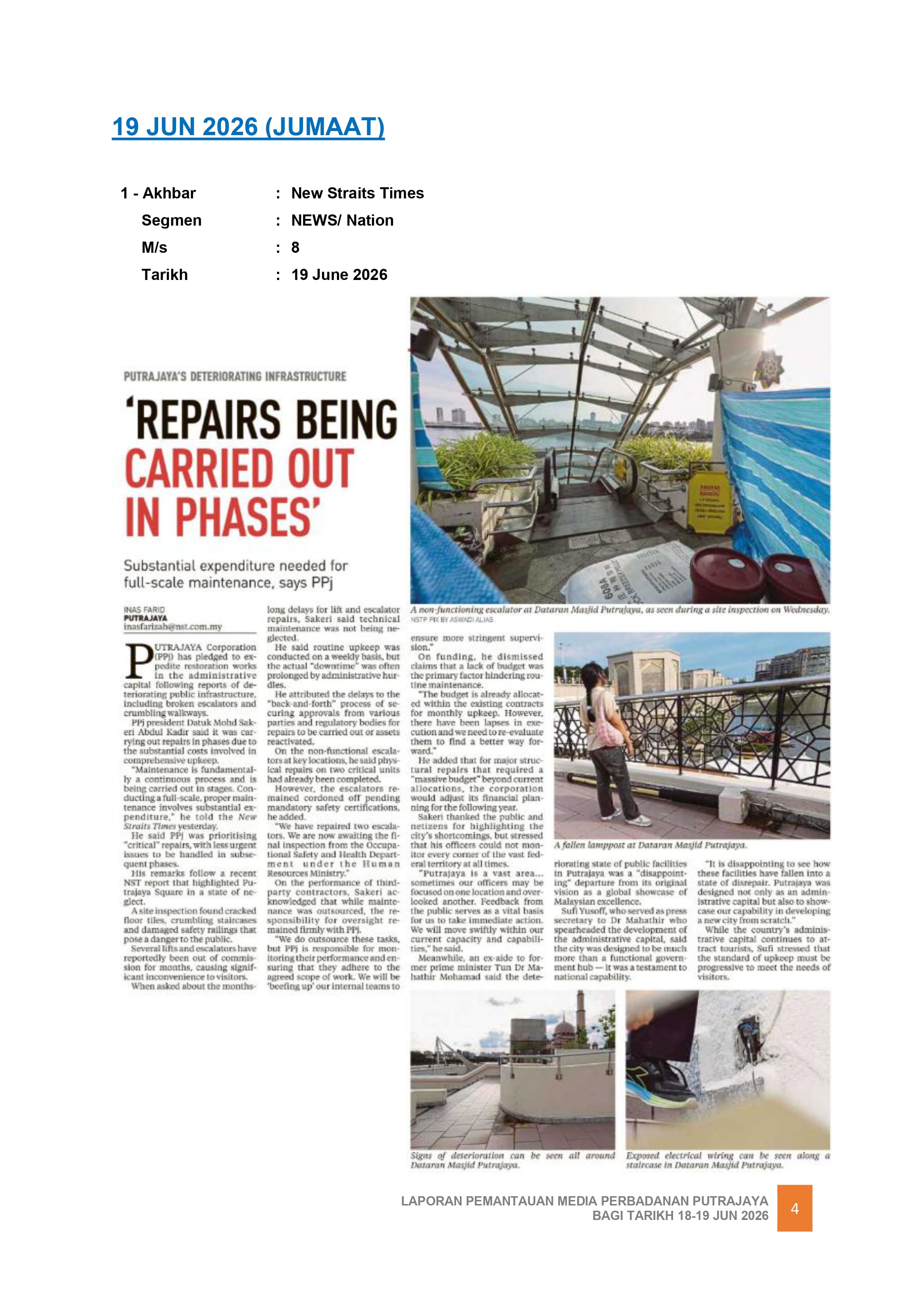 'REPAIR BEING CARRIED OUT IN PHASES'