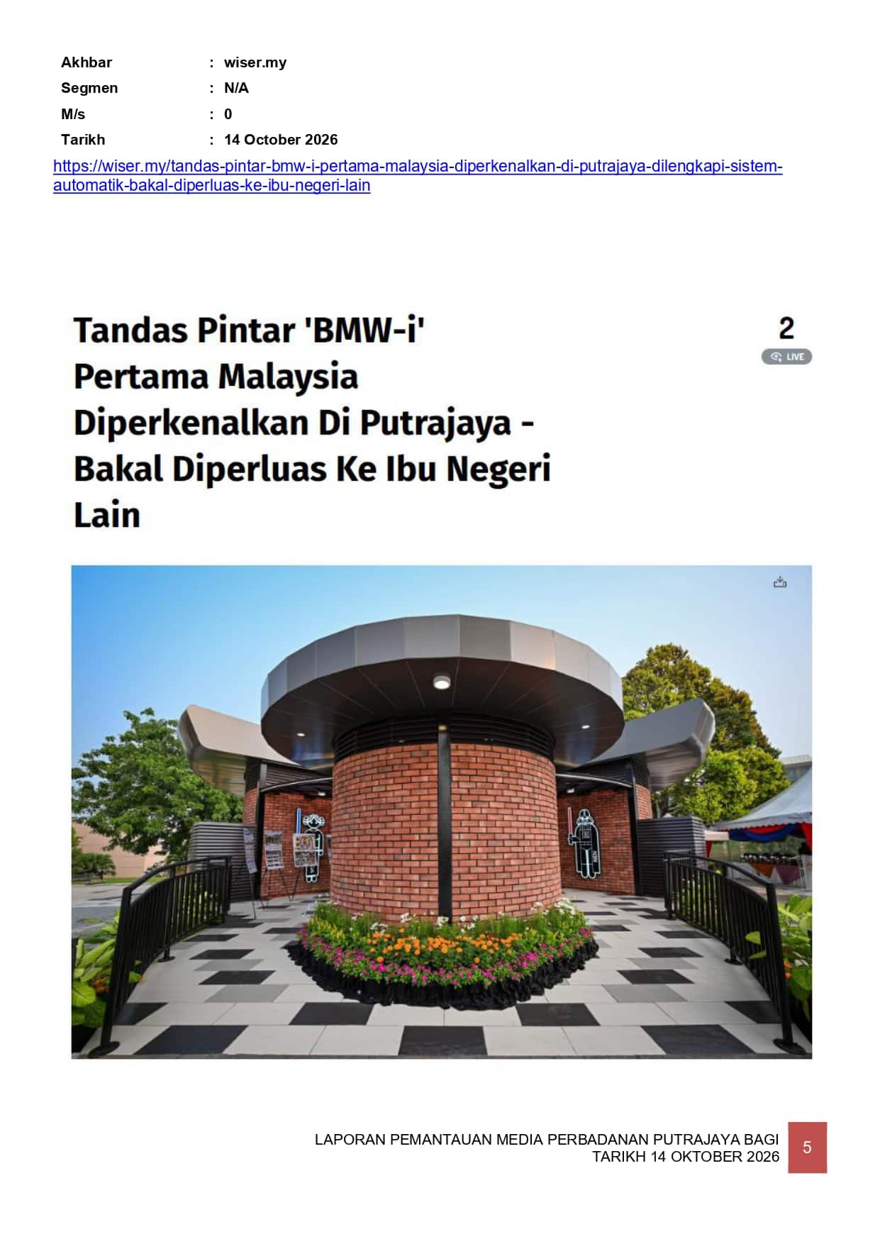 TANDAS PINTAR BMW-i PERTAMA MALAYSIA DIPERKENALKAN DI PUTRAJAYA- BAKAL DIPERLUAS KE IBU NEGERI LAIN